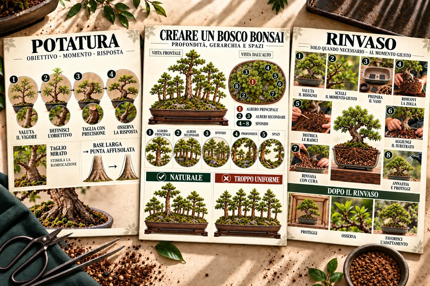Pagine visive italiane della guida del bonsai